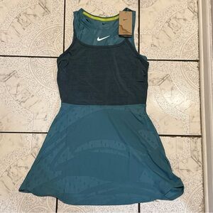 New Nike Court Dri-FIT Slam Tennis Dress Teal Women’s Size Small FZ6463-379